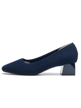Tacones bajos con punta cuadrada de punto